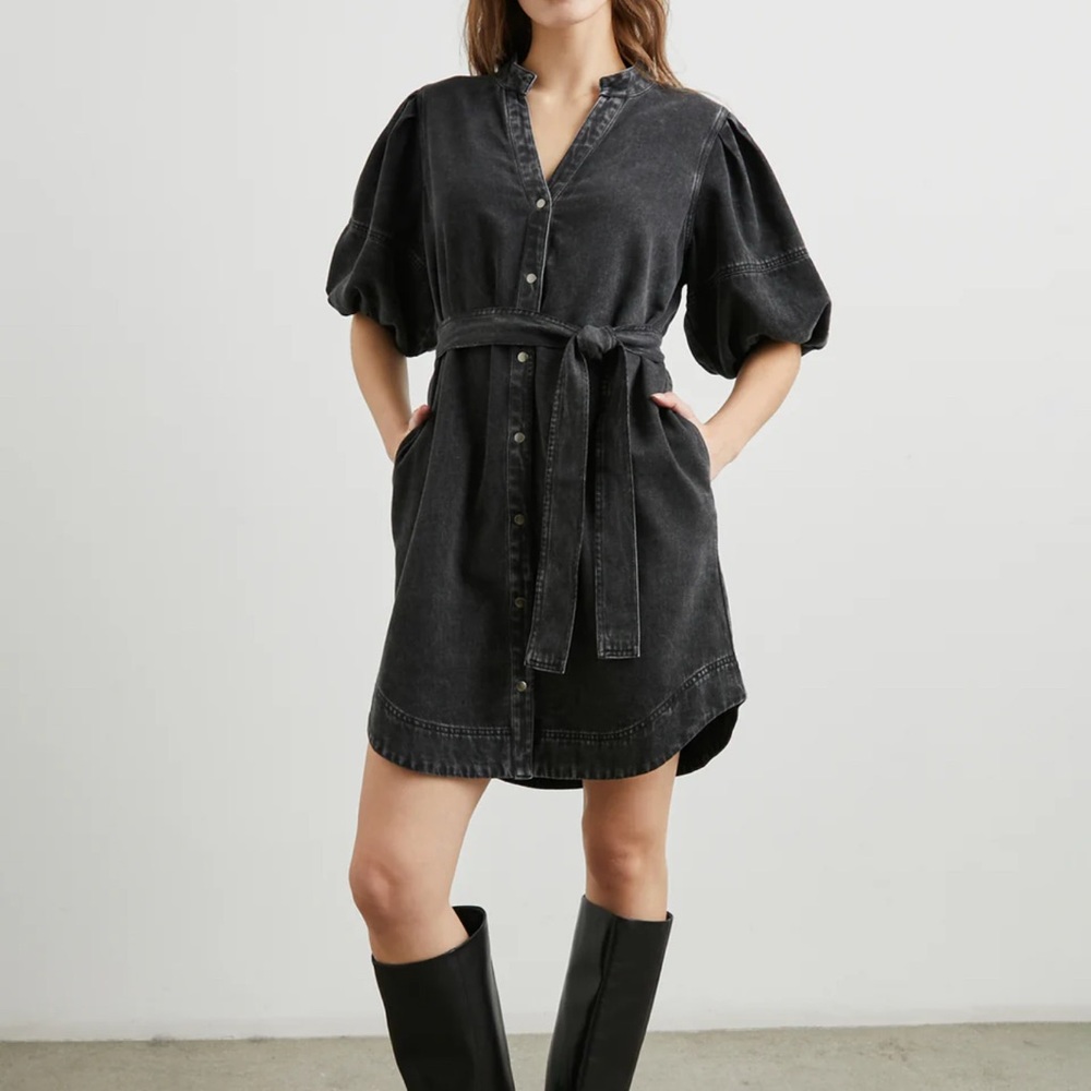 Rails Black Denim Button-Up Dress